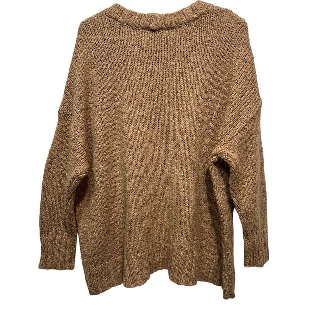 Aerie Women XS Sweater Oversize Boxy Fit Wool Alpaca Polyamide Tan Clunky Knit - Picture 2 of 9